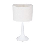 GloboStar® AMBROSIA 01395 Μοντέρνο Επιτραπέζιο Φωτιστικό Πορτατίφ Μονόφωτο 1 x E27 Λευκό Μεταλλικό με Καπέλο Φ25 x Υ46cm