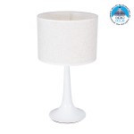GloboStar® AMBROSIA 01395 Μοντέρνο Επιτραπέζιο Φωτιστικό Πορτατίφ Μονόφωτο 1 x E27 Λευκό Μεταλλικό με Καπέλο Φ25 x Υ46cm