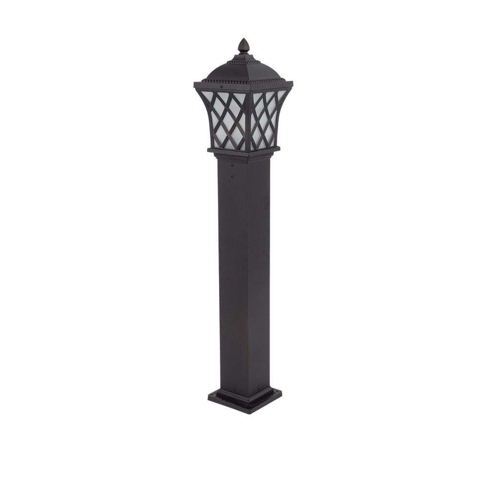 GloboStar® SHELTER 01400 Vintage Φωτιστικό Κολωνάκι Κήπου Μονόφωτο 1 x E27 Καφέ Μεταλλικό Πλέγμα L19 x W19 x H100cm