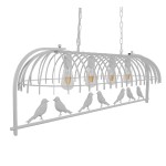 GloboStar® NIDUS 01403 Vintage Industrial Κρεμαστό Φωτιστικό Οροφής Πολύφωτο 4 x E27 Λευκό Μεταλλικό Πλέγμα Μ105 x Π37 x Y36.5cm