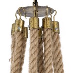 GloboStar® BAVARIAN 01405 Vintage Κρεμαστό Φωτιστικό Οροφής Πολύφωτο 8 x E14 Μπρούτζινο Σκουριά Μεταλλικό Πολυέλαιος με Μπεζ Σχοινί Φ87 x Υ80cm