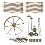 GloboStar® BAVARIAN 01405 Vintage Κρεμαστό Φωτιστικό Οροφής Πολύφωτο 8 x E14 Μπρούτζινο Σκουριά Μεταλλικό Πολυέλαιος με Μπεζ Σχοινί Φ87 x Υ80cm