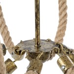 GloboStar® BAVARIAN 01405 Vintage Κρεμαστό Φωτιστικό Οροφής Πολύφωτο 8 x E14 Μπρούτζινο Σκουριά Μεταλλικό Πολυέλαιος με Μπεζ Σχοινί Φ87 x Υ80cm