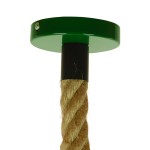 GloboStar® CRANE 01408 Vintage Industrial Κρεμαστό Φωτιστικό Οροφής Μονόφωτο 1 x E27 Πράσινο Λευκό Μεταλλικό Καμπάνα Πλέγμα με Μπεζ Σχοινί Φ36 x Υ31cm