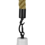 GloboStar® CRANE 01409 Vintage Industrial Κρεμαστό Φωτιστικό Οροφής Μονόφωτο 1 x E27 Λευκό Ματ Μεταλλικό Καμπάνα Πλέγμα με Μπεζ Σχοινί Φ36 x Υ31cm