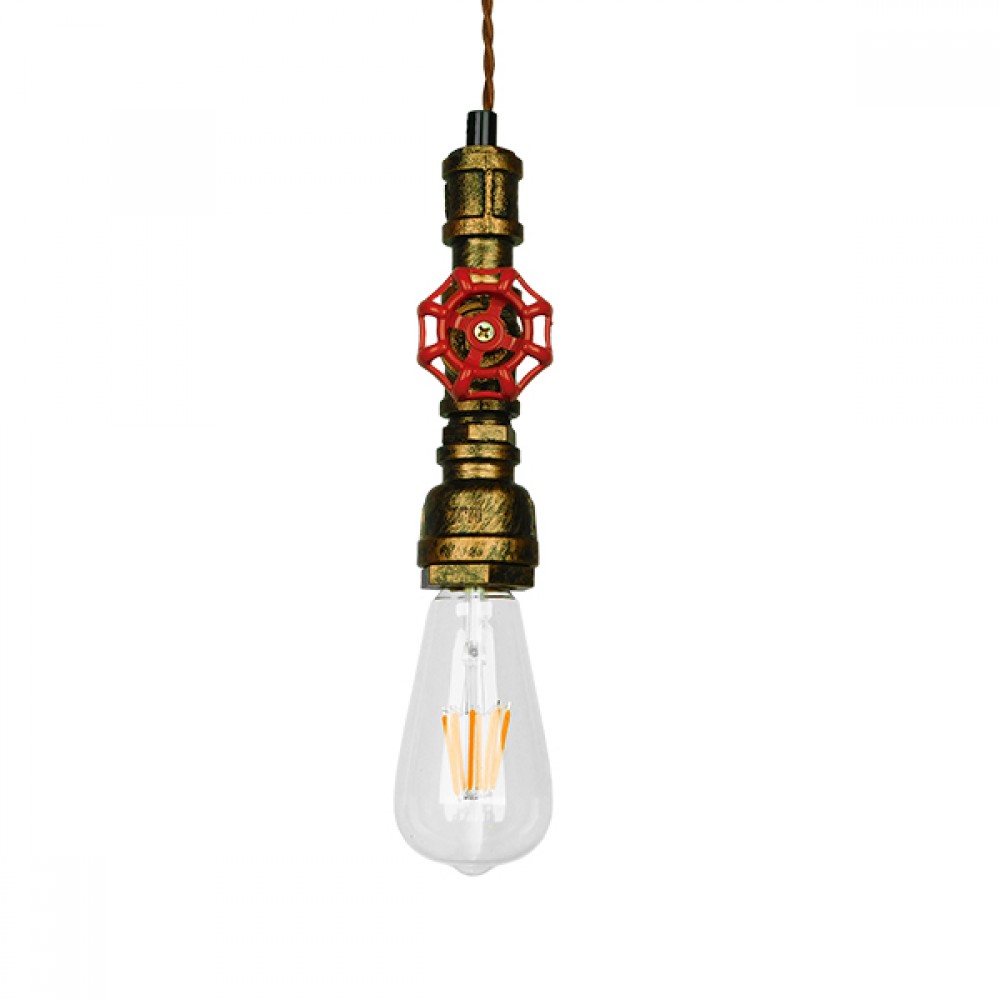 GloboStar® SPIGOT 01413 Vintage Industrial Κρεμαστό Φωτιστικό Οροφής Μονόφωτο 1 x E27 Μπρούτζινο Μεταλλικό Μ5 x Π7.5 x Y20cm