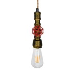 GloboStar® SPIGOT 01413 Vintage Industrial Κρεμαστό Φωτιστικό Οροφής Μονόφωτο 1 x E27 Μπρούτζινο Μεταλλικό Μ5 x Π7.5 x Y20cm
