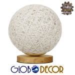 GloboStar® OCEANA 01417 Μοντέρνο Επιτραπέζιο Φωτιστικό Πορτατίφ Μονόφωτο Λευκό Ξύλινο Ψάθινο Rattan Φ20 x Υ22cm