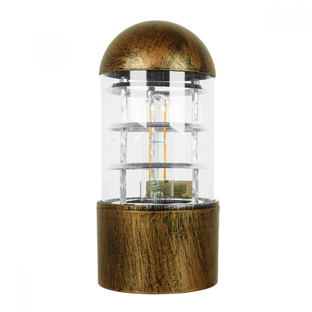 GloboStar® NEWI 01420 Μοντέρνο Επιτοίχιο Φωτιστικό Απλίκα Μονόφωτο 1 x E27 IP20 Μπρούτζινο & Ασημί Μέταλλο με Διάφανο Γυαλί - Μ11 x Π17 x Υ23cm