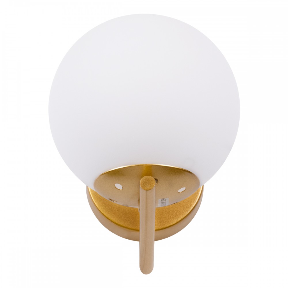 GloboStar® JADA 01426 Μοντέρνο Φωτιστικό Τοίχου Απλίκα Μονόφωτο Μεταλλικό Χρυσό με Λευκό Ματ Γυαλί Μ15 x Π21.5 x Υ18cm