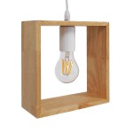 GloboStar® ELISE 01428 Μοντέρνο Κρεμαστό Φωτιστικό Οροφής Μονόφωτο 1 x E27 Μπεζ Ξύλινο Δρυς Μ20 x Π8 x Υ23cm