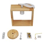 GloboStar® ELISE 01428 Μοντέρνο Κρεμαστό Φωτιστικό Οροφής Μονόφωτο 1 x E27 Μπεζ Ξύλινο Δρυς Μ20 x Π8 x Υ23cm