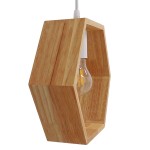 GloboStar® ELISE 01429 Μοντέρνο Κρεμαστό Φωτιστικό Οροφής Μονόφωτο 1 x E27 Μπεζ Ξύλινο Δρυς Μ26 x Π8 x Υ25cm