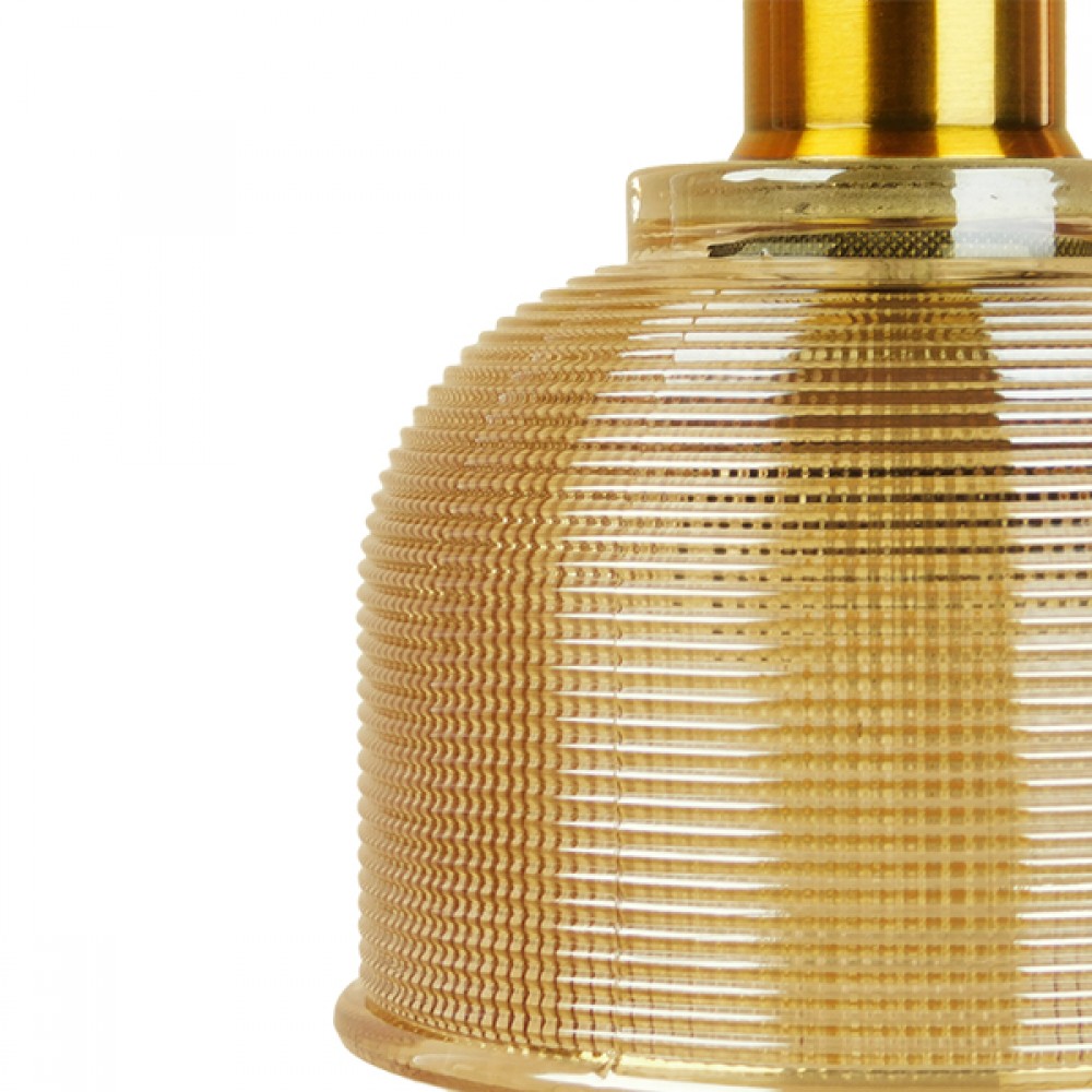 GloboStar® SEGRETO 01448 Vintage Κρεμαστό Φωτιστικό Οροφής Μονόφωτο 1 x E27 Χρυσό Γυάλινο Διάφανο Καμπάνα με Χρυσό Ντουί Φ14 x Υ18cm