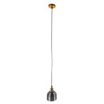 GloboStar® SEGRETO 01449 Vintage Κρεμαστό Φωτιστικό Οροφής Μονόφωτο 1 x E27 Μαύρο Γυάλινο Διάφανο Καμπάνα με Χρυσό Ντουί Φ14 x Υ18cm