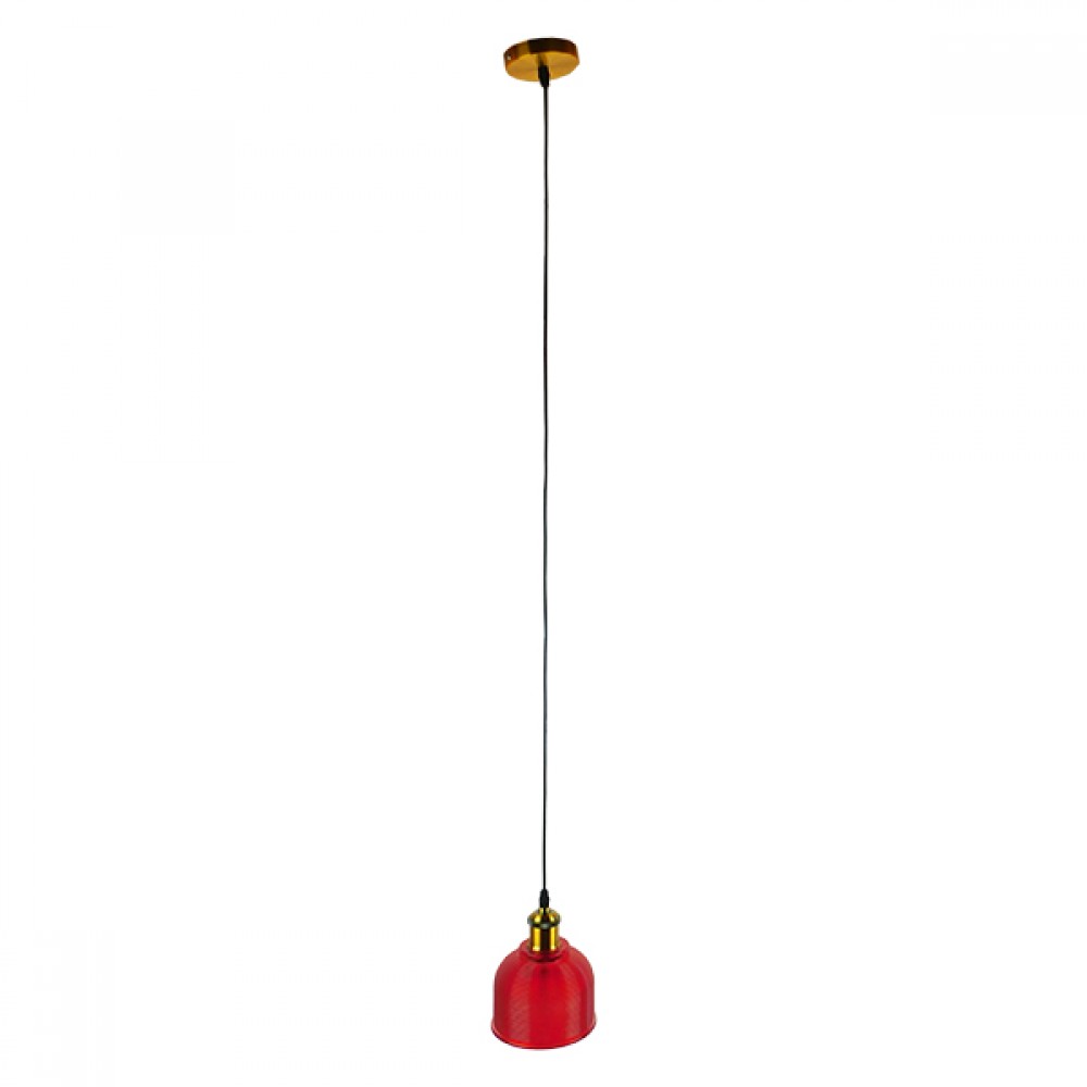 GloboStar® SEGRETO 01450 Vintage Κρεμαστό Φωτιστικό Μονόφωτο Καμπάνα 1 x E27 IP20 Κόκκινο Γυαλί με Χρυσό Μέταλλο - Μ14 x Π14 x Υ18cm