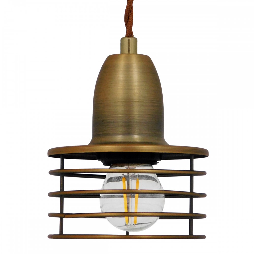 GloboStar® MANHATTAN 01454 Μοντέρνο Industrial Κρεμαστό Φωτιστικό Οροφής Μονόφωτο 1 x E27 Μεταλλικό Χρυσό Καμπάνα Φ11 x Υ14cm