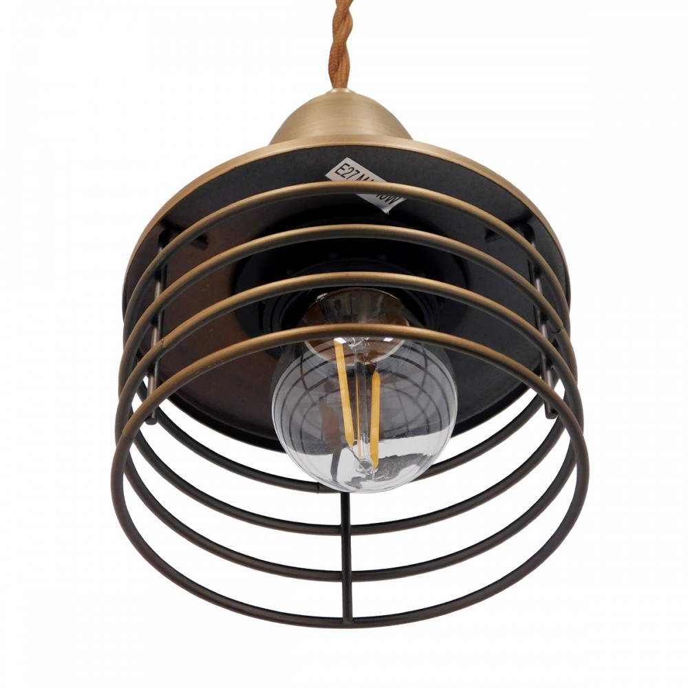 GloboStar® MANHATTAN 01454 Μοντέρνο Industrial Κρεμαστό Φωτιστικό Οροφής Μονόφωτο 1 x E27 Μεταλλικό Χρυσό Καμπάνα Φ11 x Υ14cm
