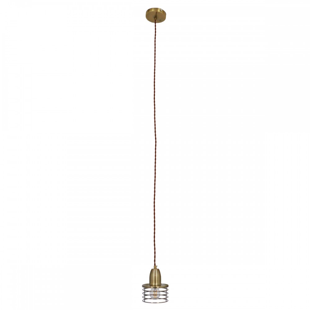GloboStar® MANHATTAN 01455 Μοντέρνο Industrial Κρεμαστό Φωτιστικό Οροφής Μονόφωτο 1 x E27 Μεταλλικό Μπρούτζινο Καμπάνα Φ11 x Υ14cm