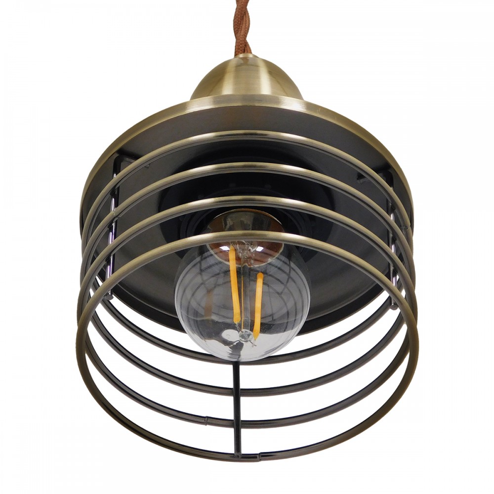 GloboStar® MANHATTAN 01455 Μοντέρνο Industrial Κρεμαστό Φωτιστικό Οροφής Μονόφωτο 1 x E27 Μεταλλικό Μπρούτζινο Καμπάνα Φ11 x Υ14cm