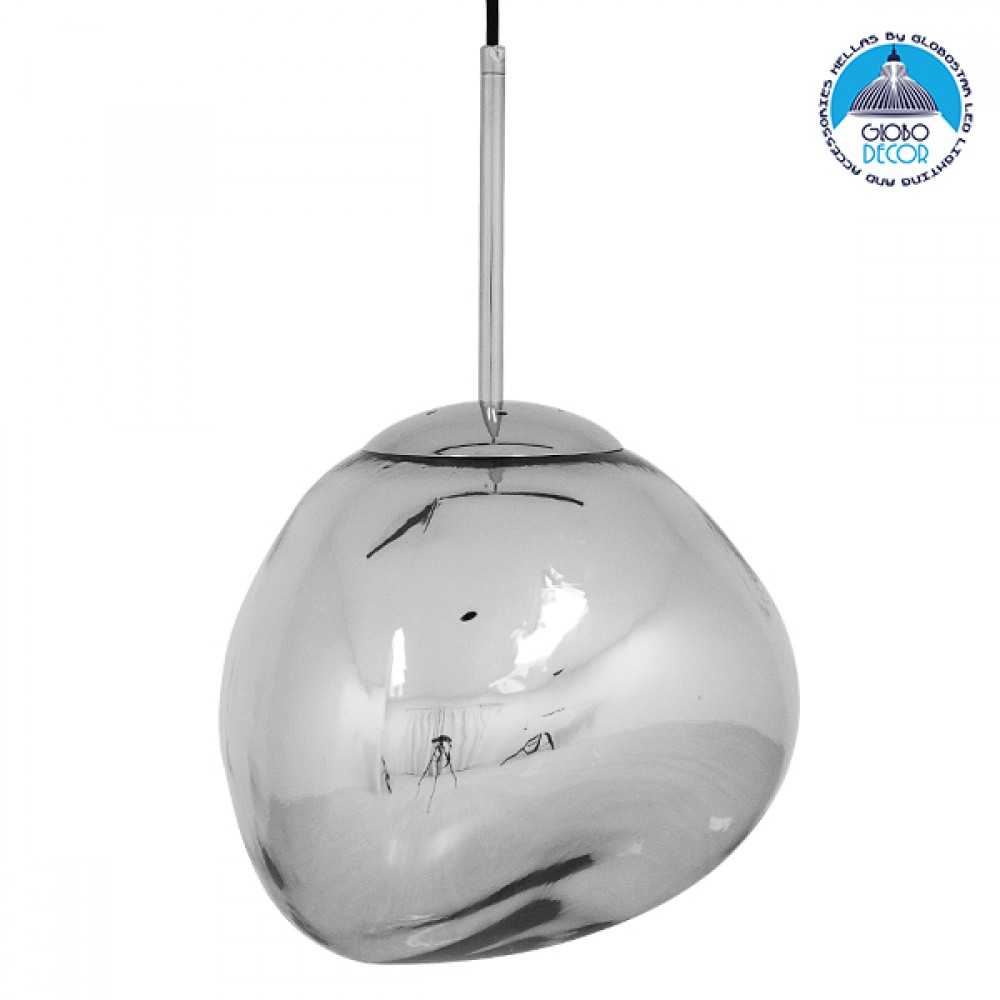GLOBOSTAR® DIXAR 01460 Μοντέρνο Κρεμαστό Φωτιστικό Οροφής με Ντουί 1 x E27 AC 220-240V IP20 - Νίκελ Φιμέ - Μ28 x Π28 x Υ40cm