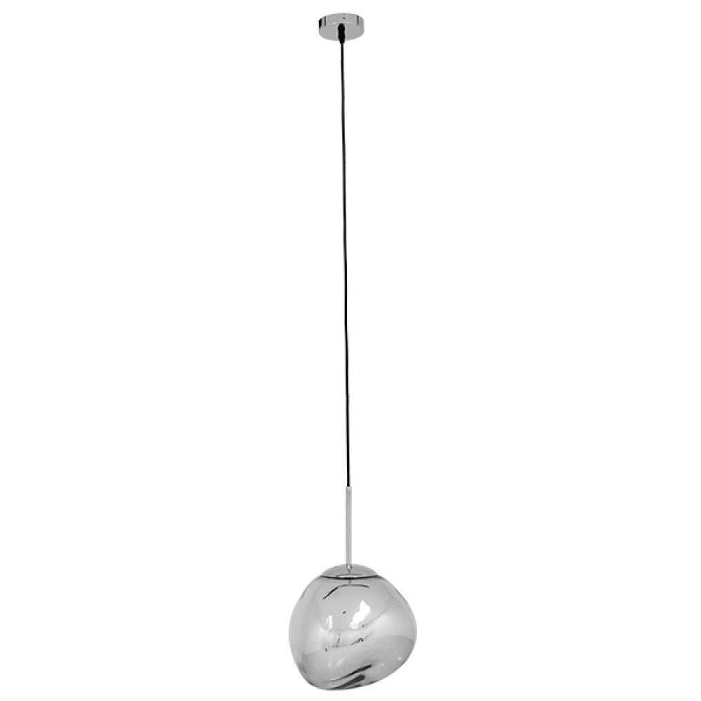 GloboStar® DIXAR 01460 Μοντέρνο Κρεμαστό Φωτιστικό Οροφής Μονόφωτο 1 x E27 Γυάλινο Ασημί Νίκελ Φ28 x Υ40cm