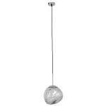 GloboStar® DIXAR 01460 Μοντέρνο Κρεμαστό Φωτιστικό Οροφής Μονόφωτο 1 x E27 Γυάλινο Ασημί Νίκελ Φ28 x Υ40cm