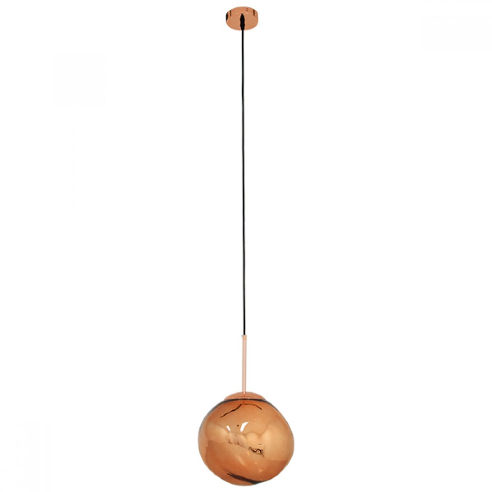 GloboStar® DIXAR 01461 Μοντέρνο Κρεμαστό Φωτιστικό Οροφής Μονόφωτο 1 x E27 Γυάλινο Χάλκινο Φ28 x Υ40cm