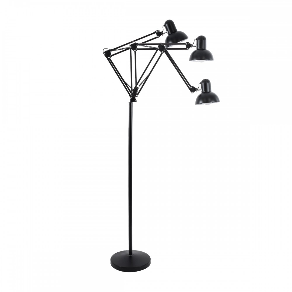 GloboStar® AUDREY 01468 Vintage Φωτιστικό Δαπέδου Μονόφωτο 1 x E27 Μαύρο Μεταλλικό Καμπάνα D15 x H190cm