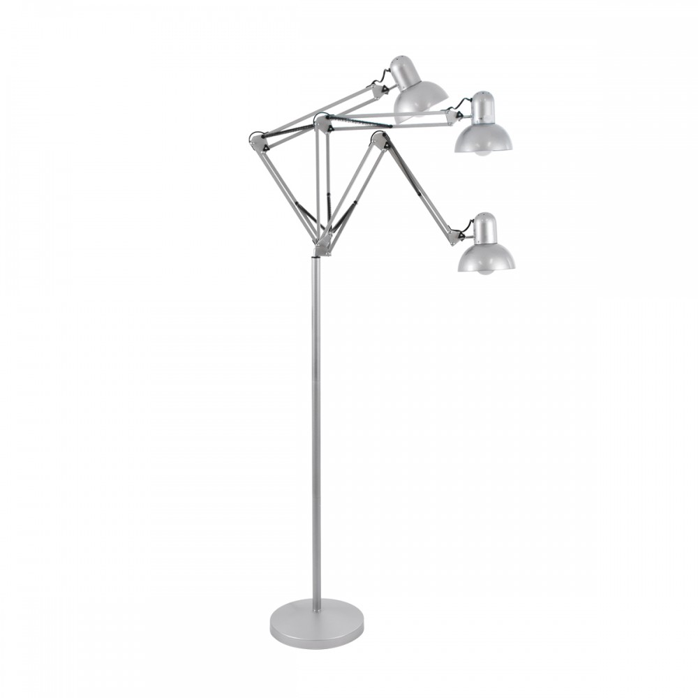GloboStar® AUDREY 01469 Vintage Φωτιστικό Δαπέδου Μονόφωτο 1 x E27 Ασημί Μεταλλικό Καμπάνα D15 x H190cm