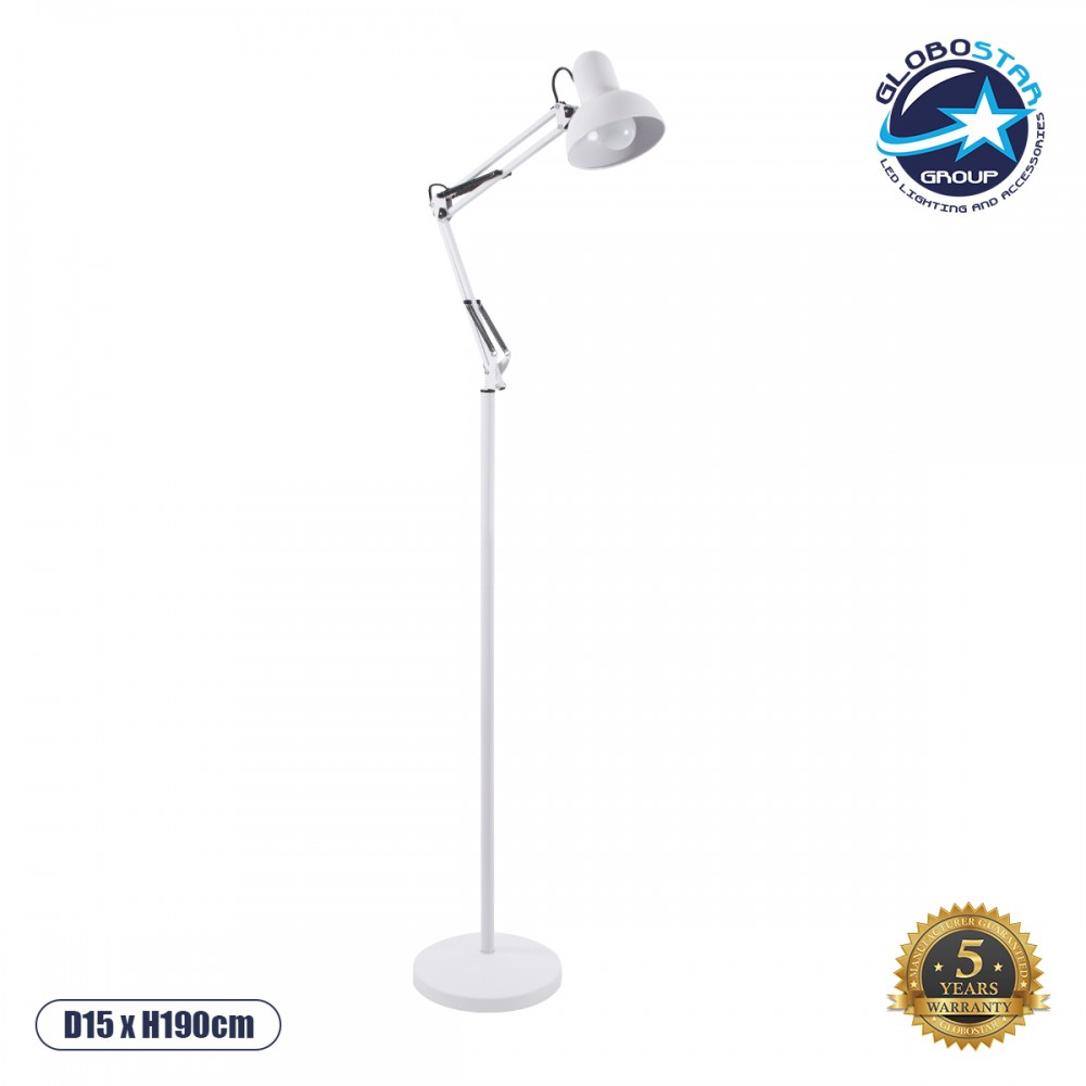 GLOBOSTAR® AUDREY 01471 Vintage Επιδαπέδιο Φωτιστικό με Ντουί 1 x E27 AC 220-240V IP20 - Λευκό - Μ15 x Π15 x Υ190cm