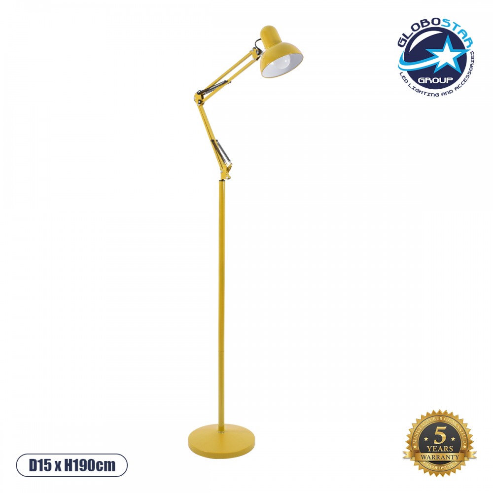 GLOBOSTAR® AUDREY 01472 Μοντέρνο Επιδαπέδιο Φωτιστικό με Ντουί 1 x E27 AC 220-240V IP20 - Κίτρινο - Μ15 x Π15 x Υ190cm