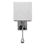GloboStar® ELEGANT 01495 Μοντέρνο Φωτιστικό Τοίχου Απλίκα Μεταλλικό Χρώμιο Νίκελ με Λευκό Ύφασμα Δίφωτο 1xE27 - Ρυθμίζόμενο Σώμα Σπιράλ με CREE LED 3W Θερμό Λευκό 2700K - Διακόπτες On / Off Μ17 x Π21 x Υ43cm
