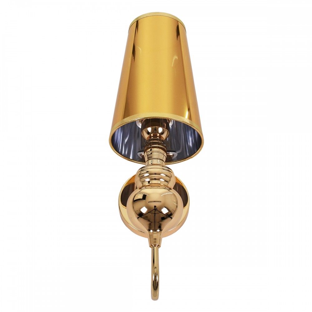 GloboStar® LAURA 01497 Μοντέρνο Φωτιστικό Τοίχου Απλίκα Μονόφωτο Μεταλλικό Χρυσό Φ15 x Μ15 x Π21 x Y48cm