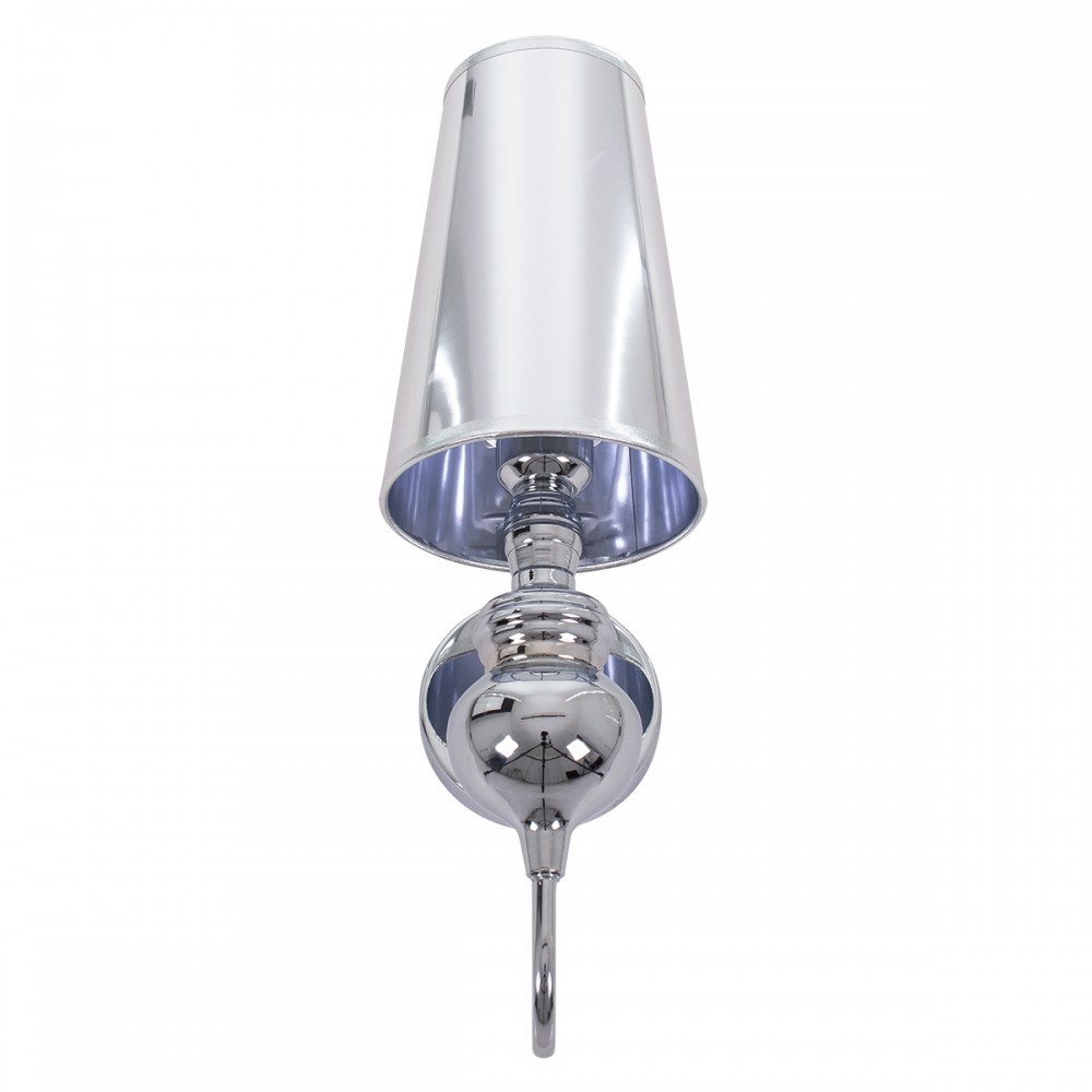 GloboStar® LAURA 01498 Μοντέρνο Φωτιστικό Τοίχου Απλίκα Μονόφωτο Μεταλλικό Ασημί Νίκελ Φ15 x Μ15 x Π21 x Y48cm