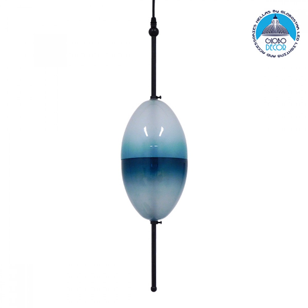 GloboStar® TEARDROP 01501 Μοντέρνο Κρεμαστό Φωτιστικό Ανάρτηση Τρίφωτο 3 x G4 Τιρκουάζ Γυαλί - Μ16 x Π16 x Υ66cm