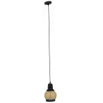 GloboStar® OLIVER 01505 Vintage Κρεμαστό Φωτιστικό Οροφής Μονόφωτο 1 x E27 Μαύρο Γυάλινο Μελί Διάφανο Φ16 x Υ25cm