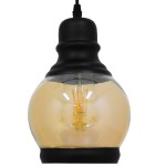 GloboStar® OLIVER 01505 Vintage Κρεμαστό Φωτιστικό Οροφής Μονόφωτο 1 x E27 Μαύρο Γυάλινο Μελί Διάφανο Φ16 x Υ25cm