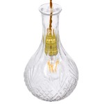 GloboStar® RUM 01514 Vintage Κρεμαστό Φωτιστικό Οροφής Μονόφωτο 1 x E27 Γυάλινο Διάφανο Φ14 x Υ23cm