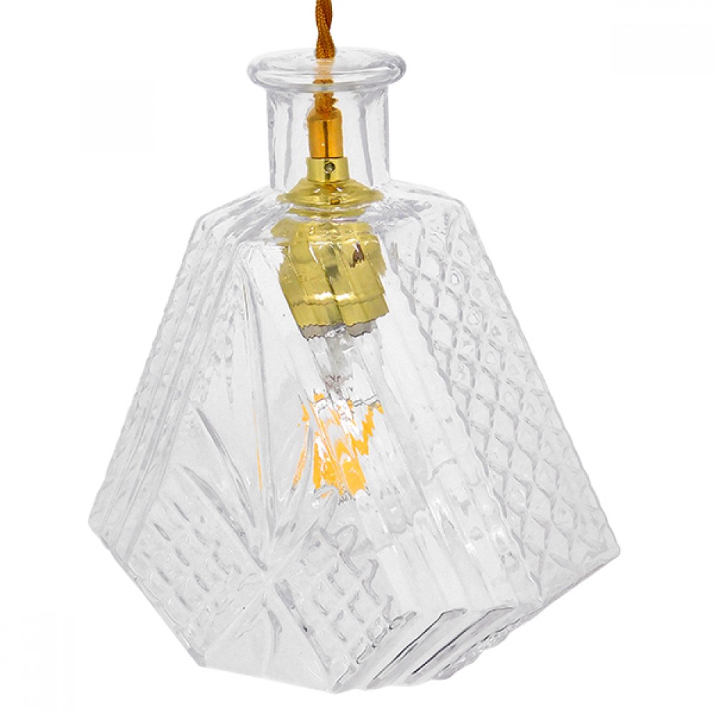 GloboStar® LIQUEUR 01515 Vintage Κρεμαστό Φωτιστικό Οροφής Μονόφωτο 1 x E27 Γυάλινο Διάφανο Φ11 x Υ20cm
