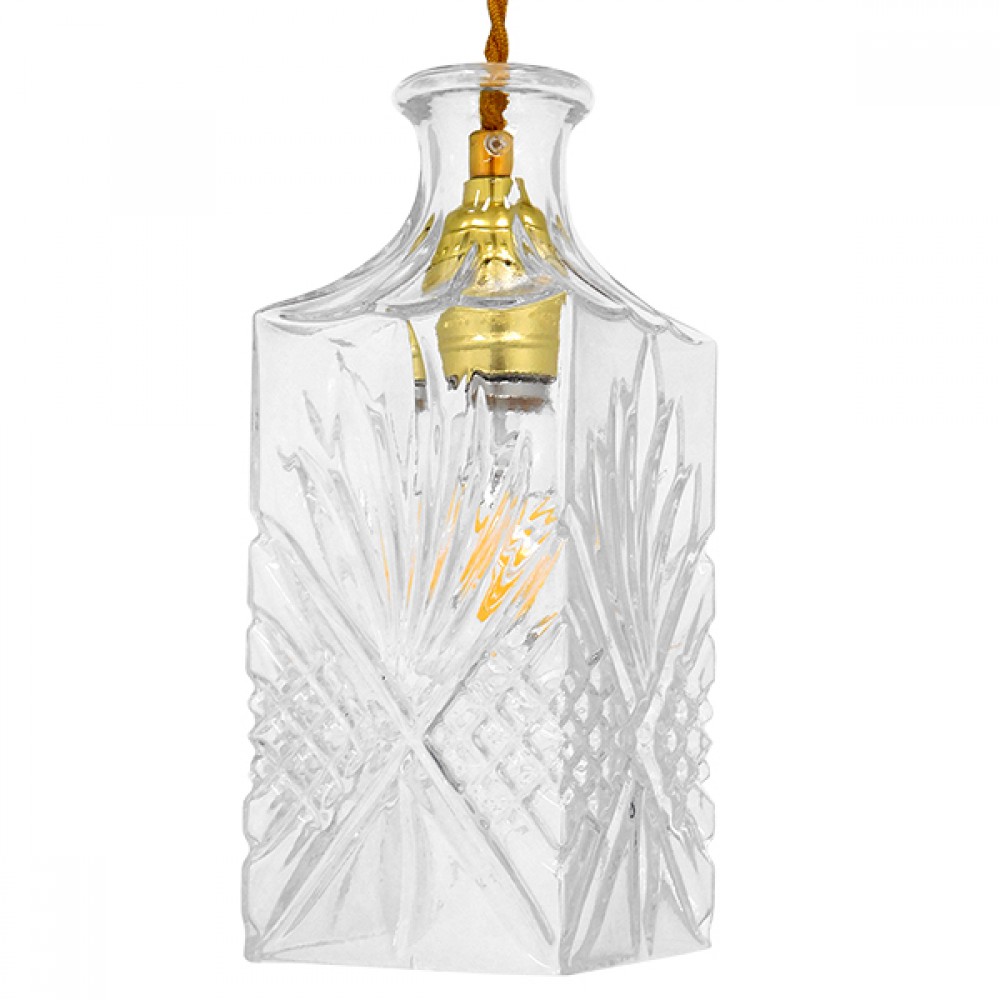 GloboStar® BRANDY 01516 Vintage Κρεμαστό Φωτιστικό Οροφής Μονόφωτο 1 x E27 Γυάλινο Διάφανο Φ10 x Υ24cm