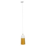 GloboStar® PALAZZO 01524 Μοντέρνο Κρεμαστό Φωτιστικό Οροφής Μονόφωτο 1 x E27 Λευκό - Χρυσό Μεταλλικό Καμπάνα Φ14 x Υ34cm