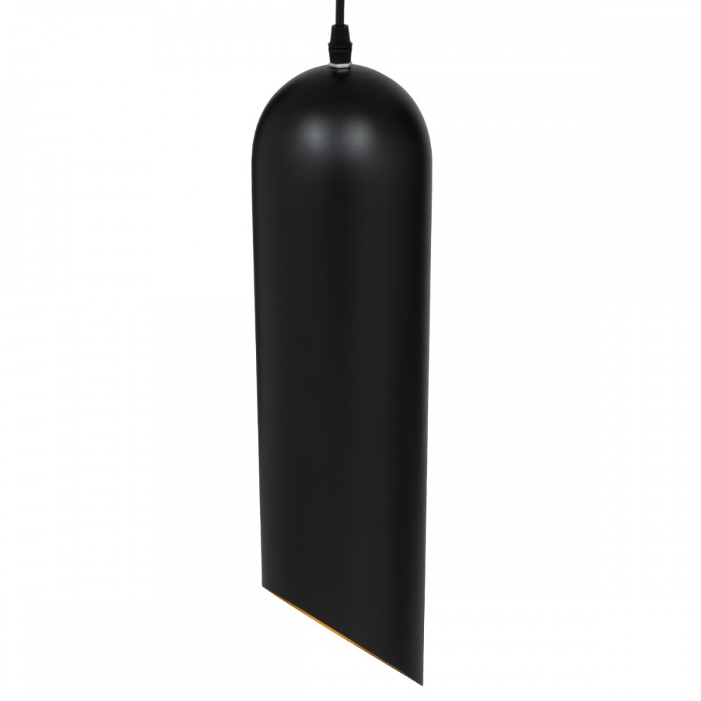 GloboStar® CARSON 01528 Μοντέρνο Κρεμαστό Φωτιστικό Οροφής Μονόφωτο 1 x E27 Μαύρο - Χρυσό Μεταλλικό Καμπάνα Φ12 x Υ52cm