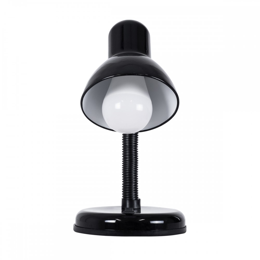 GloboStar® STUDENT BLACK 01530 Μοντέρνο Επιτραπέζιο Φωτιστικό Γραφείου Μονόφωτο 1 x E27 Μαύρο με Λευκό Μεταλλικό με Διακόπτη ΟN/OFF Καμπάνα Φ12 x Υ32cm