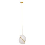 GloboStar® HUDSON 01555 Μοντέρνο Κρεμαστό Φωτιστικό Οροφής Μονόφωτο 1 x E27 Λευκό με Χρυσό Φ30 x Υ34cm