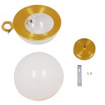 GloboStar® HUDSON 01555 Μοντέρνο Κρεμαστό Φωτιστικό Οροφής Μονόφωτο 1 x E27 Λευκό με Χρυσό Φ30 x Υ34cm