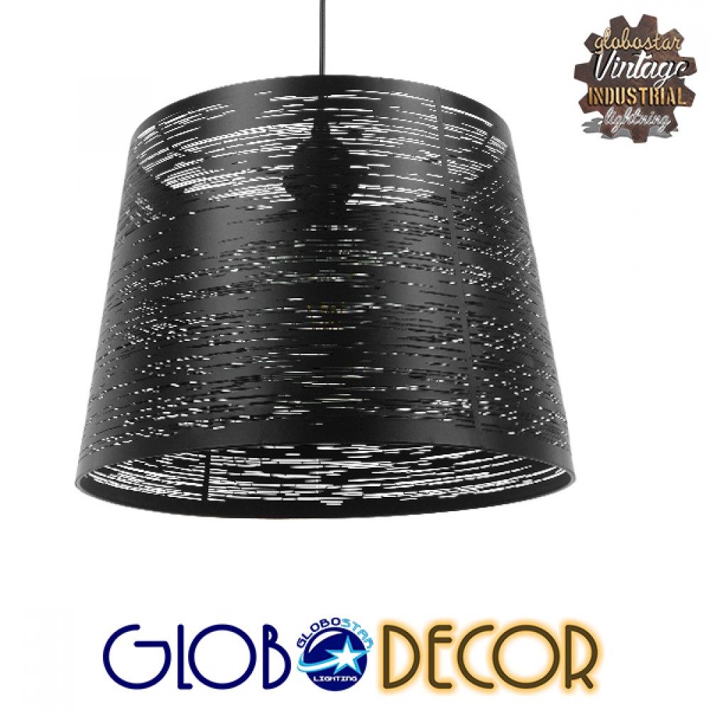 GLOBOSTAR® ACCADEMIA 01556 Μοντέρνο Κρεμαστό Φωτιστικό Οροφής με Ντουί 1 x E27 AC 220-240V IP20 - Μαύρο - Μ35 x Π35 x Υ25cm