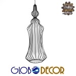 GloboStar® LILY 01559 Vintage Industrial Κρεμαστό Φωτιστικό Οροφής Μονόφωτο Μαύρο Μεταλλικό Πλέγμα και Υφασμάτινο Εσωτερικό Καπέλο Φ18 x Υ65cm