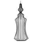 GloboStar® LILY 01559 Vintage Industrial Κρεμαστό Φωτιστικό Οροφής Μονόφωτο Μαύρο Μεταλλικό Πλέγμα και Υφασμάτινο Εσωτερικό Καπέλο Φ18 x Υ65cm