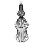 GloboStar® LILY 01559 Vintage Industrial Κρεμαστό Φωτιστικό Οροφής Μονόφωτο Μαύρο Μεταλλικό Πλέγμα και Υφασμάτινο Εσωτερικό Καπέλο Φ18 x Υ65cm